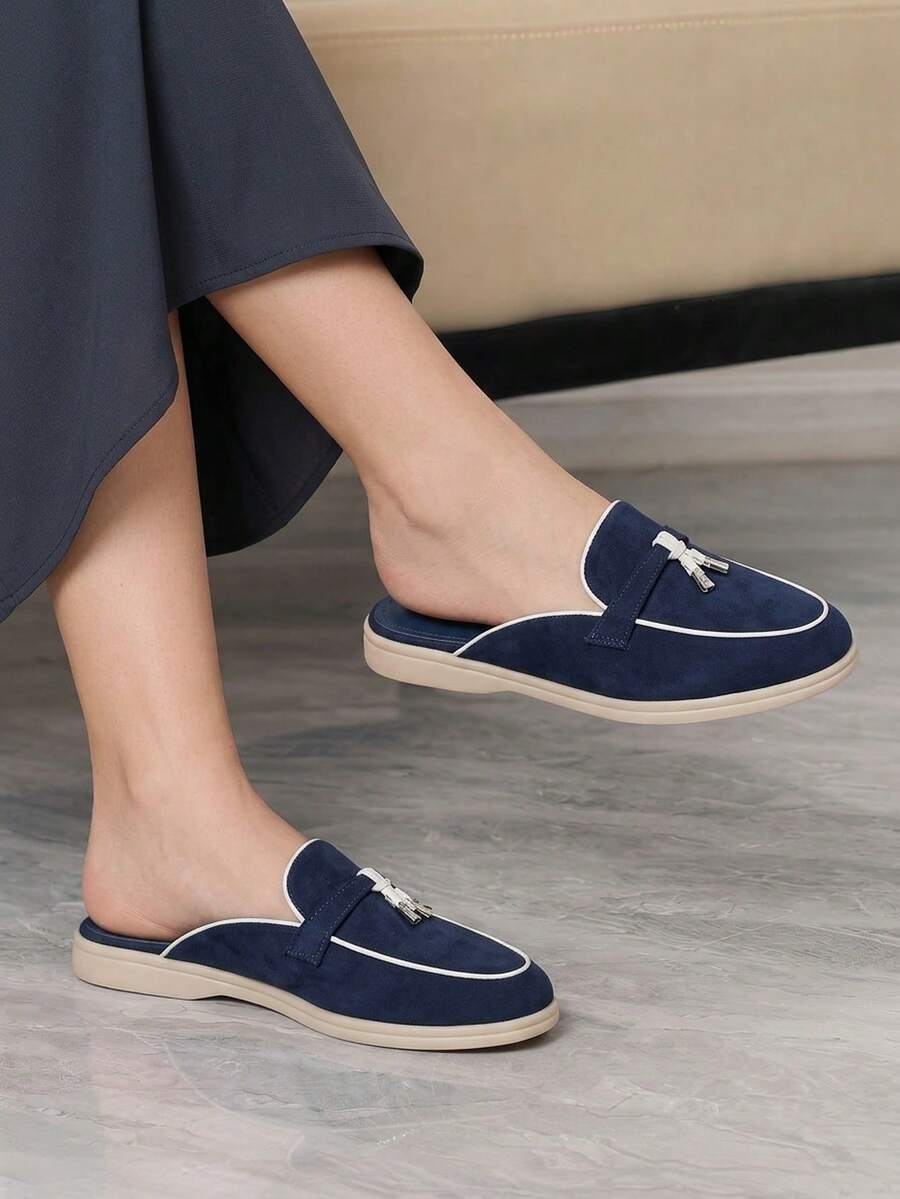 Sleekvia Women's Fashion Casual Blue Flat Versatile Round Toe Thick Sole Hollow Loafers, Suitable For Commuting, Party, Dating - Blue - View 1