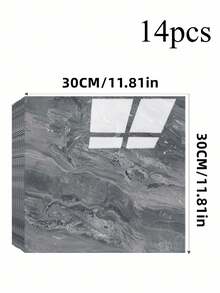 14pcs Glossy Ceramic Tile Stickers Waterproof Aluminum Composite Wallpaper Peel And Stick Marble Pattern Black White Gray For Bathroom Kitchen Backsplash Floor Rug Wall Decor Home Renovation Fall - multicolor - View 10