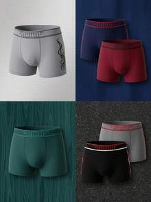 6 Pieces/Package And Comfortable Boxer Shorts With Lettering Print For Men - Multicolor G - View 3