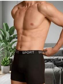 6 Pieces/Package And Comfortable Boxer Shorts With Lettering Print For Men - Multicolor D - View 1