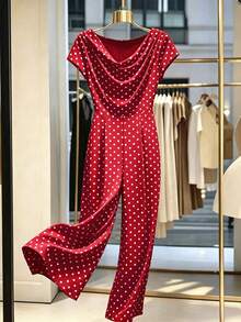 GlowEve CURVE White Elegant Commuter Comfortable Plus Size Jumpsuit For Girls - Red - View 3