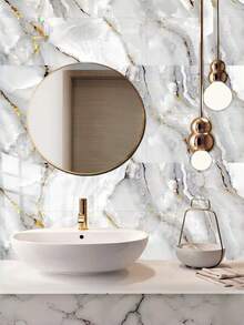 10/20/50 PCS Marble Pattern Self Adhesive Wall Stickers Faux Natural Stone PVC Foam Waterproof Moisture Proof Easy Clean Cuttable Peel Stick Wall Decals For Bathroom Living Room Kitchen Bedroom Home Renovation Decor - multicolor - View 6