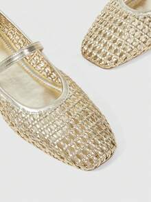 Sleekvia Women's New Flat Shoes With Woven Upper, French Elegant Casual Flat Shoes - Gold - View 7