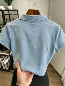SHEIN Franclia 女士花卉蝴蝶印花休闲短袖上衣，夏季 - 白色 - 查看 2