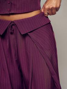 Hauture Celana Panjang Longgar Bergaris Hitam Putih Elegan untuk Wanita, Sempurna untuk Pakaian Kantor yang Chic, Jalan-jalan, Kencan, Pesta Musim Gugur - Red Violet - View 5
