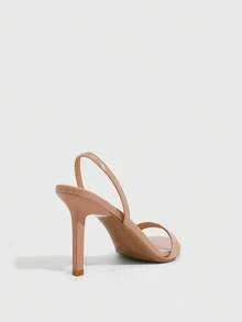 CUCCOO SZL 女款夏季高跟涼鞋 5.5CM 米色多條帶細跟高跟鞋 通勤派對性感約會時尚高跟涼鞋 - 杏色. - 查看 3