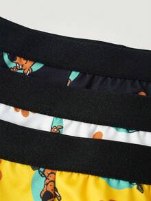 SCOOBY-DOO X SHEIN Young Boys Comfortable Cartoon Print Trunks - Black and White - View 3