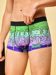 Notgurli Men's Letter Print Colorblock Casual Goth Daily Swimming Boxer Briefs Light Blue Winter - Multicolor - View 4
