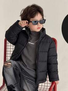 Dazy Kids Young Boy Casual Fashion Zipper Long Sleeve Padded Coat - Black - View 6