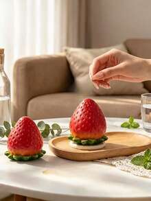 Zazumi Creative Simulation Strawberry Toothpick Box - Home Use - Kitchen/Living Room Desktop High-Ambition Toothpick Holder Storage Canister - Cute Table Decoration Item - Gift For Moving Into A New Home - Soft and cute strawberry toothpick jar - View 2