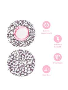 HELLO KITTY AND FRIENDS | SHEIN 升級版雙層布料護髮帽，寬邊彈性緞面睡眠帽，柔軟舒適，適合居家日常睡眠穿戴 - 粉色 - 查看 4