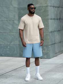 thenoahjr thenoahjr 3pcs Pack Men's Solid Color Loose Fashion Casual Crew Neck Short Sleeve Simple Tee - Brown - View 6