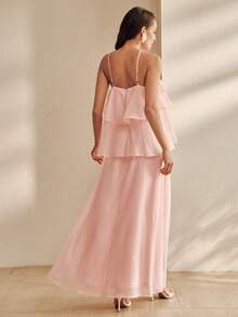 Anewsta French Elegant Romantic Cute Date Bride Getting Ready Mother Of The Bride Garden Party Bachelorette Wedding Style Strappy Floral Dress Pink - Baby Pink - View 3