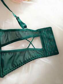 SHEIN Conjunto sexy de 2 piezas con bordado transparente - Verde - Ver 3