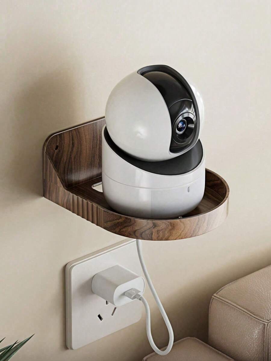Haus Hana Router Monitor Bracket, Peach Wood Grain Household Camera Wall Mounted Shelf, No Punching Router Top Box Bracket, Monitor Bracket, Household Item Storage Rack, Peach Wood Grain Monitoring Storage Rack, Camera Bracket, Easy To Install Wall Mounted With No Punching, Equipped With Outlet Below, ABS Thickened Material Moisture-Proof And Rust Proof, Durable And Strong Load-Bearing Capacity, Suitable For Moving, Housewarming Gifts, Home Decoration, And Home Essentials. - Multicolor - View 1