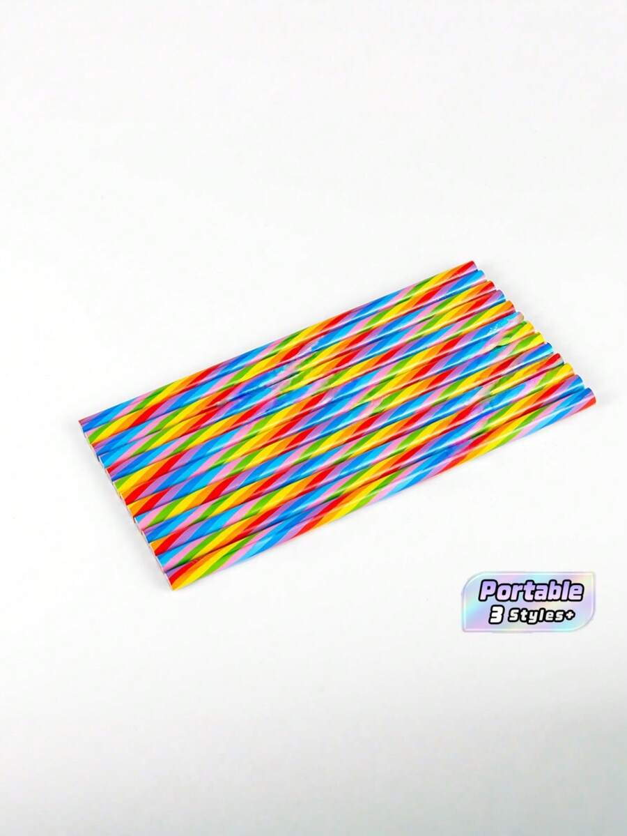 6/12/24/48pcs 7-In-1 Rainbow Striped Pencils, Multi-Color Single Core Poplar Wood Creative Drawing Pencils For Kids Sketching - multicolor - View 1