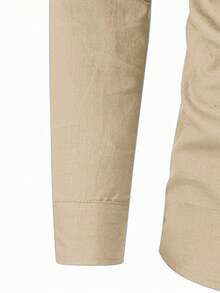 Manfinity Mode Men Spring & Summer Solid Color Long Sleeve Casual Formal Shirt, For Fall Cotton, Ceremony - Camel - View 5