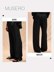 Musero Pantalones de lino oversize para hombre, solo para primavera, verano, vacaciones y Pascua - Negro - Ver 6