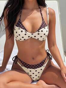 Swim Vcay 女款2件式夏季海灘套裝，多色隨機印花肩帶上衣2合1與比基尼泳褲2合1泳衣 - 彩色 - 查看 6