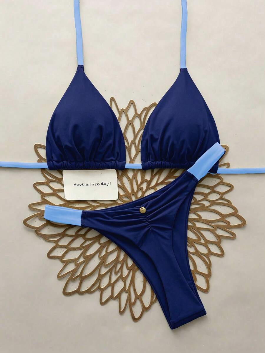 Swim Vcay 春夏海灘度假三角杯掛脖式兩件式泳衣 - 彩色 - 查看 1