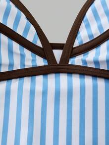 Swim Oasis Women's Striped One-Piece Swimsuit Cover-Up Skirt - Multicolor - View 6