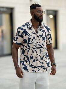 thenoahjr thenoahjr Men's Geometric Pattern Woven Shirt For Summer - Khaki - View 6