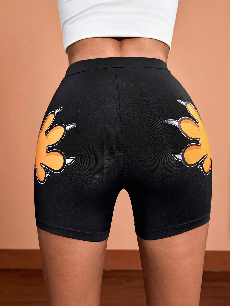 GARFIELD | SHEIN Women's Elastic Waist Casual Shorts, - Black - View 1