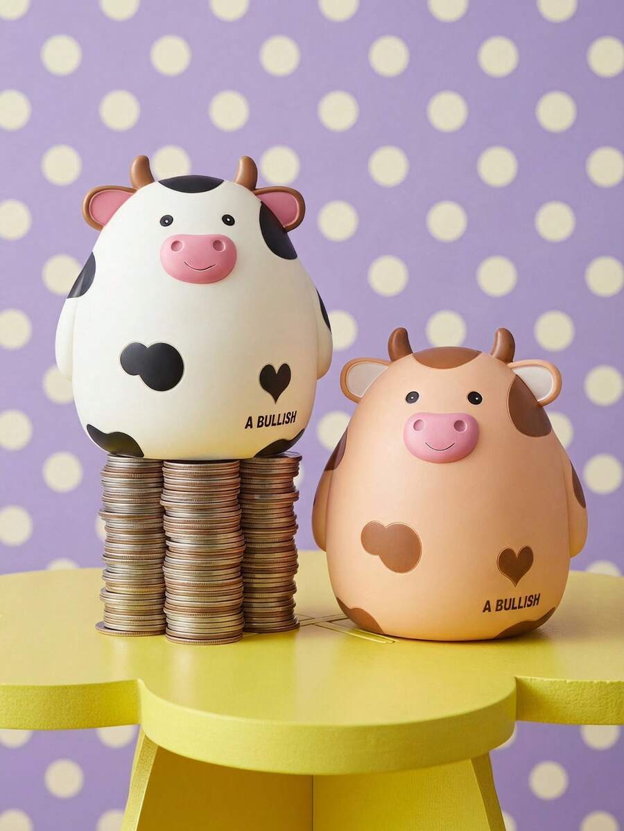 Joivida 1 Buah/2 Buah Celengan Anak Sapi Lucu Hiasan Meja Hadiah Kreatif Kotak Tabungan Uang Celengan Koin Dekoratif untuk Dekorasi Meja Kamar Tidur Rumah Hadiah Ulang Tahun dan Festival - Beraneka warna - View 1