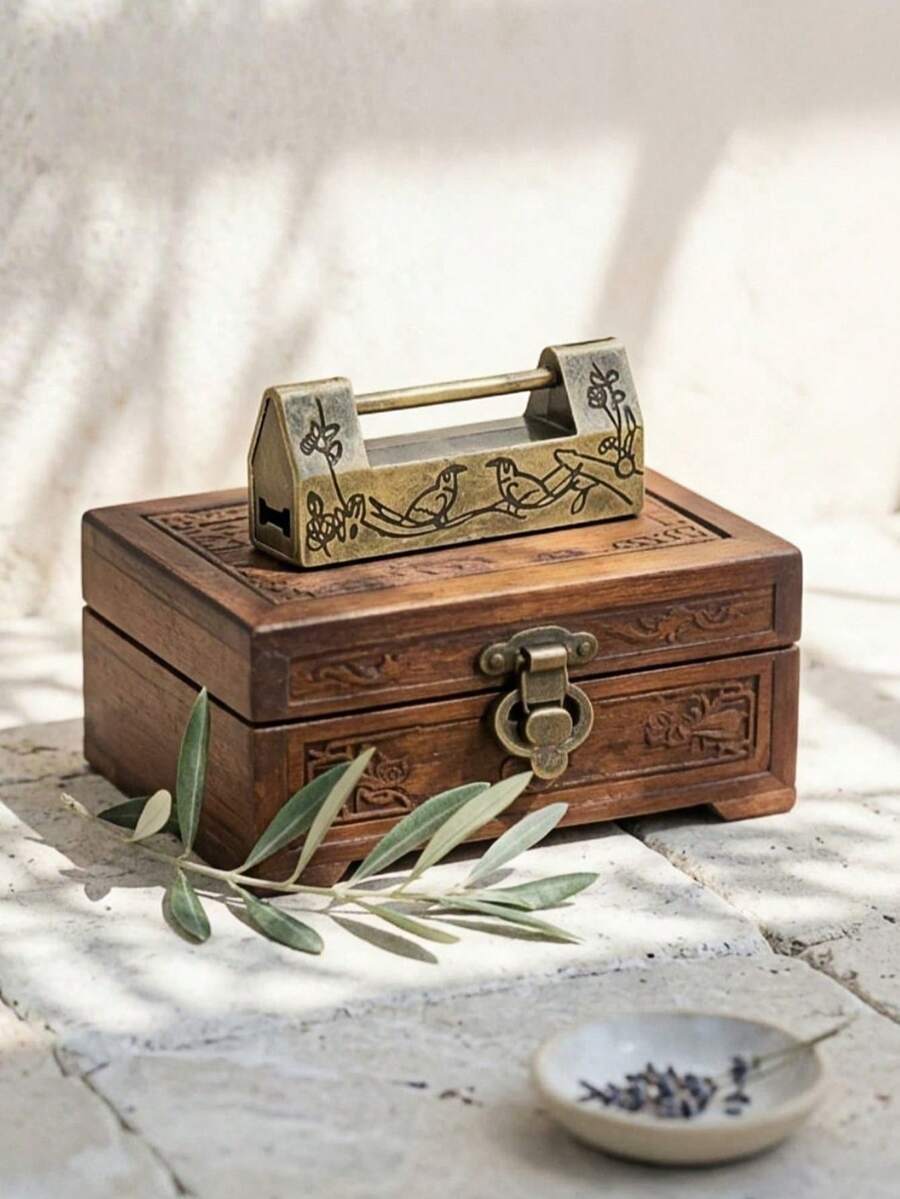 Madebyblanc Vintage Lock Old Style Key Zinc Alloy Antique Design Metal Lock 1 Piece Home Decoration Travel Trunk Storage Box Rustic Style Handcrafted Lock - Multicolor - View 1