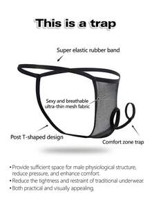 DrisQ DrisQ 1pc Men's Sexy Black Hollow Mesh Mid-Waist Underwear, Fashionable Design - Black - View 1