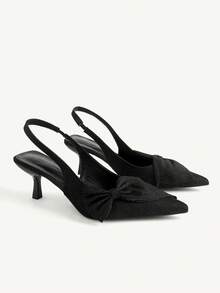 CUCCOO CHICEST Women Shoes Spring And Summer New Models, Denim Pointed Empty Shoes, Big Bow Stiletto Mary Jane Shoes, Retro Casual Style, Daily Commuting Dating Shoe - Cowboy Black A - View 7