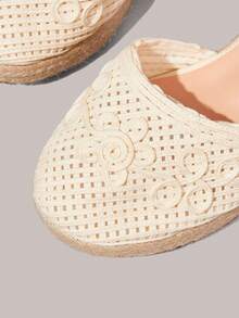Styleloop Women's Shoes, Beige, Woven Hemp Rope Straw Shoes, Wedge Heel Platform Sandals, Height-Enhancing Holiday Bohemian Wear - Beige - View 5
