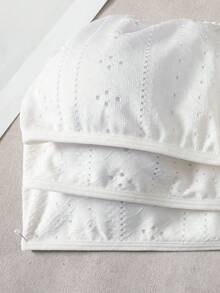 Girlism Teen Girl Teen Girls Bras And Bralettes, Spring/Summer New White Solid Color Knitted Texture Minimalist Comfortable With Padding Soft Skin-Friendly Bandeau Underwear, Suitable For All Seasons, Back To School - White - View 6