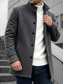 Manfinity CasualCool Men's Autumn/Winter Fashion Overcoat - Dark Grey - View 3