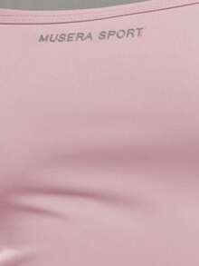 Musera Sport 雙層撞色直領拼接修身運動背心上衣，僅上衣，適合健身、運動、皮拉提斯、日常穿著、Slowburn - 粉色 - 查看 6
