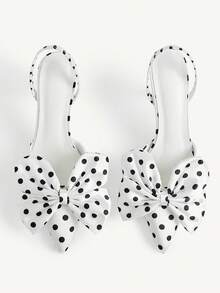 CUCCOO CHICEST Women's Pointed Stilettos, Elegant And Simple Polka Dot Sardines, Black High-End Overshoes Fall Shoes - White - View 2