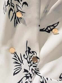Franclia Set de 2 piezas de chaleco sin mangas y pantalones cortos con estampado floral para mujer - Blanco - Ver 3