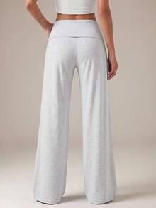 SHEIN Tall 高腰寬腿寬鬆休閒長褲 - 灰色 - 查看 7