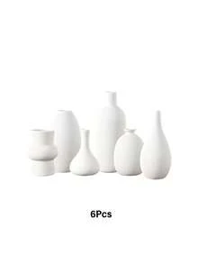 Haus Hana 1件/6件套陶瓷6件套高档无釉素烧花瓶人造花卉摆件桌面装饰品，非常适合用作拍照道具、家居、酒店、插花和礼品。 - 多色 - 查看 8