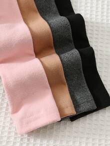 Cozy Pixies Baby Girl Solid Color Knit Soft Round Neck Long Sleeve Pullover Top 4pcs Set - Baby Pink - View 6