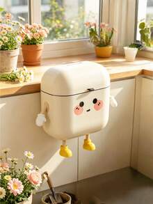 1PC Plastic Wall-Mounted Sealed Trash Can That Can Be Installed Without Drilling. With A Waterproof Design, It Is An Ideal Choice For Kitchens, Bathrooms And Offices. Lightweight And Compact, It Is Suitable For Kitchens - one size fits all - View 6