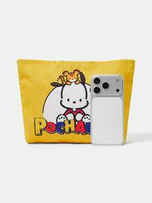 HELLO KITTY AND FRIENDS | SHEIN 1個卡通印花燈芯絨拉鍊化妝包，輕量多功能內襯化妝收納袋 - 動物 - 查看 3