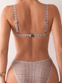 Swim Mod 2pcs Multicolor Ditsy Floral Side High Cut Thong Bikini Set Beach Vacation Women Swimsuit - Multicolor - View 2