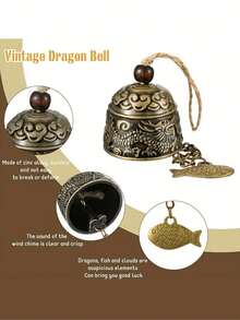 1PC Metal Feng Shui Lucky Classic Dragon Wind Chime Outdoor Garden Patio Hanging Decor Ornament Yard Courtyard Home Indoor Decoration Gift - multicolor - View 4