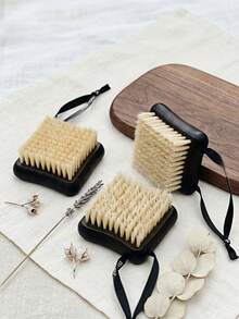 Haus Hana 1 Pc Soft And Hard Two Types Bath Brush, Natural Soft Exfoliating Brush For Dry Skin, Natural Bristle Body Scrub Tool, Promote Blood Circulation, Soft Elastic, Suitable For Bedroom, Bathroom Outdoor Use - multicolor - View 1