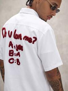 PAVTROS Men's Casual Letter Embroidered Shirt And Shorts Set Y2k Outfit Men - White - View 7