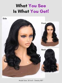 ALL READY WIG 8x5 無膠波波頭假髮 真人髮 預拔髮 預修剪 自然黑 鬆散大波浪 8x5蕾絲 預漂白髮結 HD蕾絲前蕾絲假髮 真人髮 女款 14-20英吋 - Natural Black - 查看 5