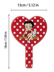 Betty Boop X POKOJA LAND Cute Polka Dot Handle Makeup Mirror, Premium Portable Touch-Up Mirror, Handheld Makeup Mirror For Girls - Multicolor - View 3