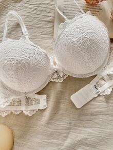 Snug Reverie 1pc Women Lace Padded Underwire Bra Lingerie - White - View 3