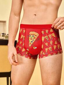 Notgurli Bóxer tipo brief para hombre con estampado divertido de pizza - Multicolor - Ver 1